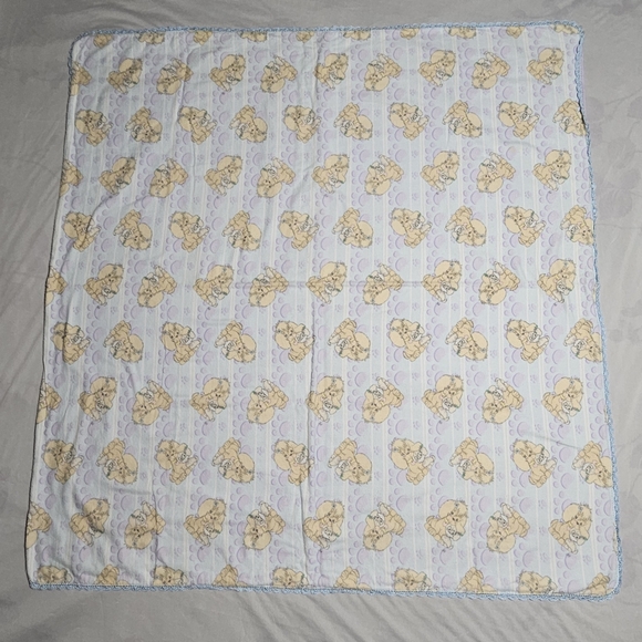 Precious Moments puppy baby blanket with crocheted edges 38" by 40" - Picture 10 of 15